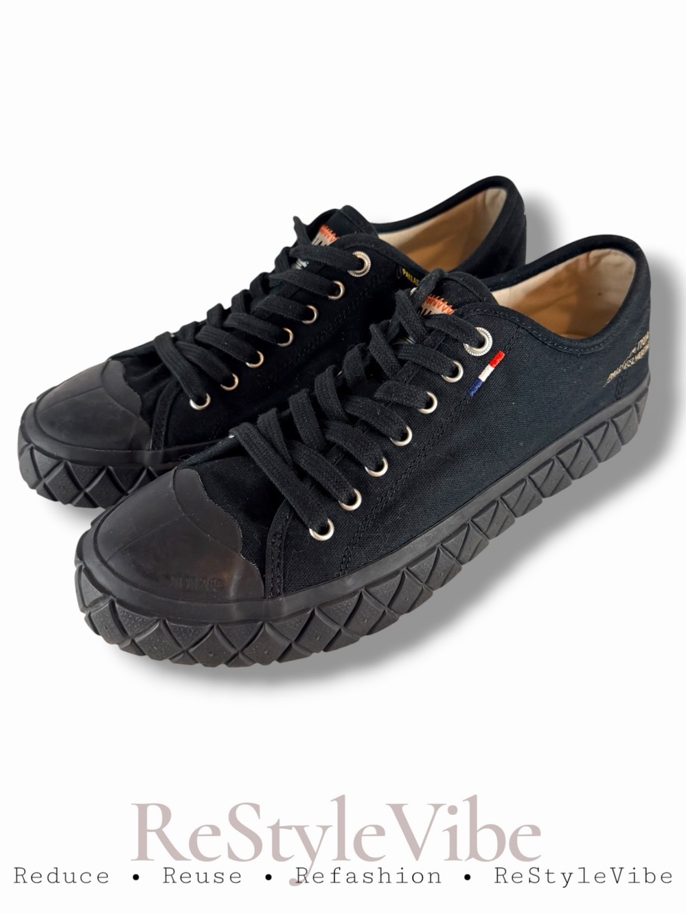 PALLADIUM Women’s Size 9 Men’s Size 7.5 Shoes Sneakers Black Heritage Canvas
